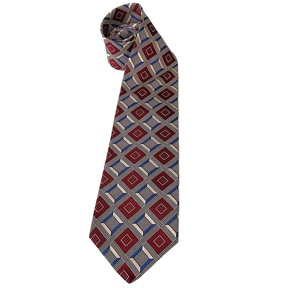 HICKEY-FREEMAN‎ - HAND-SEWN & FINEST ITALIAN SILK TIE - GEOMETRIC ALLURING B1